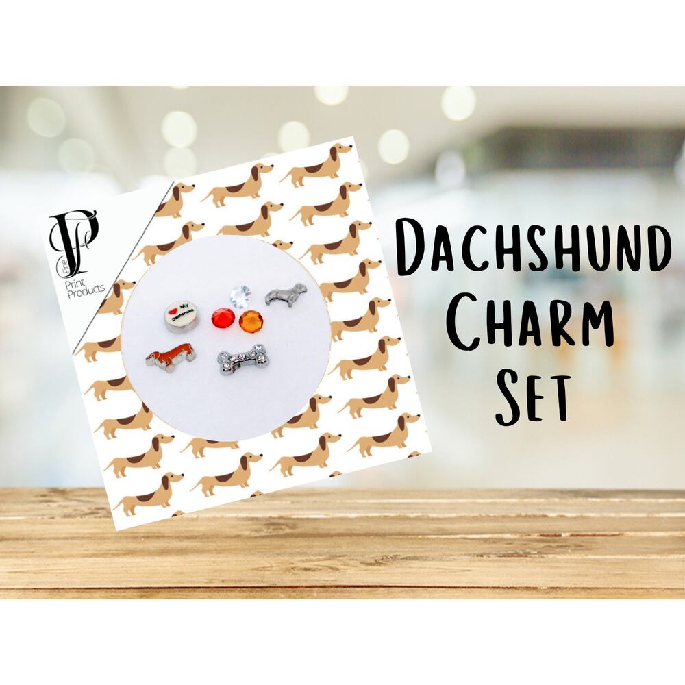 Dachshund Charm Wiener Dog Locket Memory Charms Set